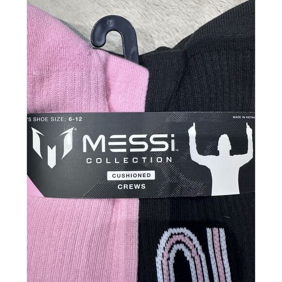 Messi Men Size 6-12 Collection Mid Calf Cushioned Crew Socks 6 Pairs inter miami - Picture 3 of 6